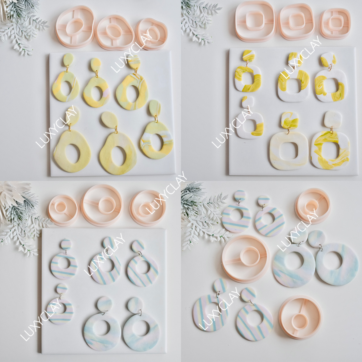 Ethnic Fashion Jewellery - 3pcs Hollow Circle Square Donut Shape
